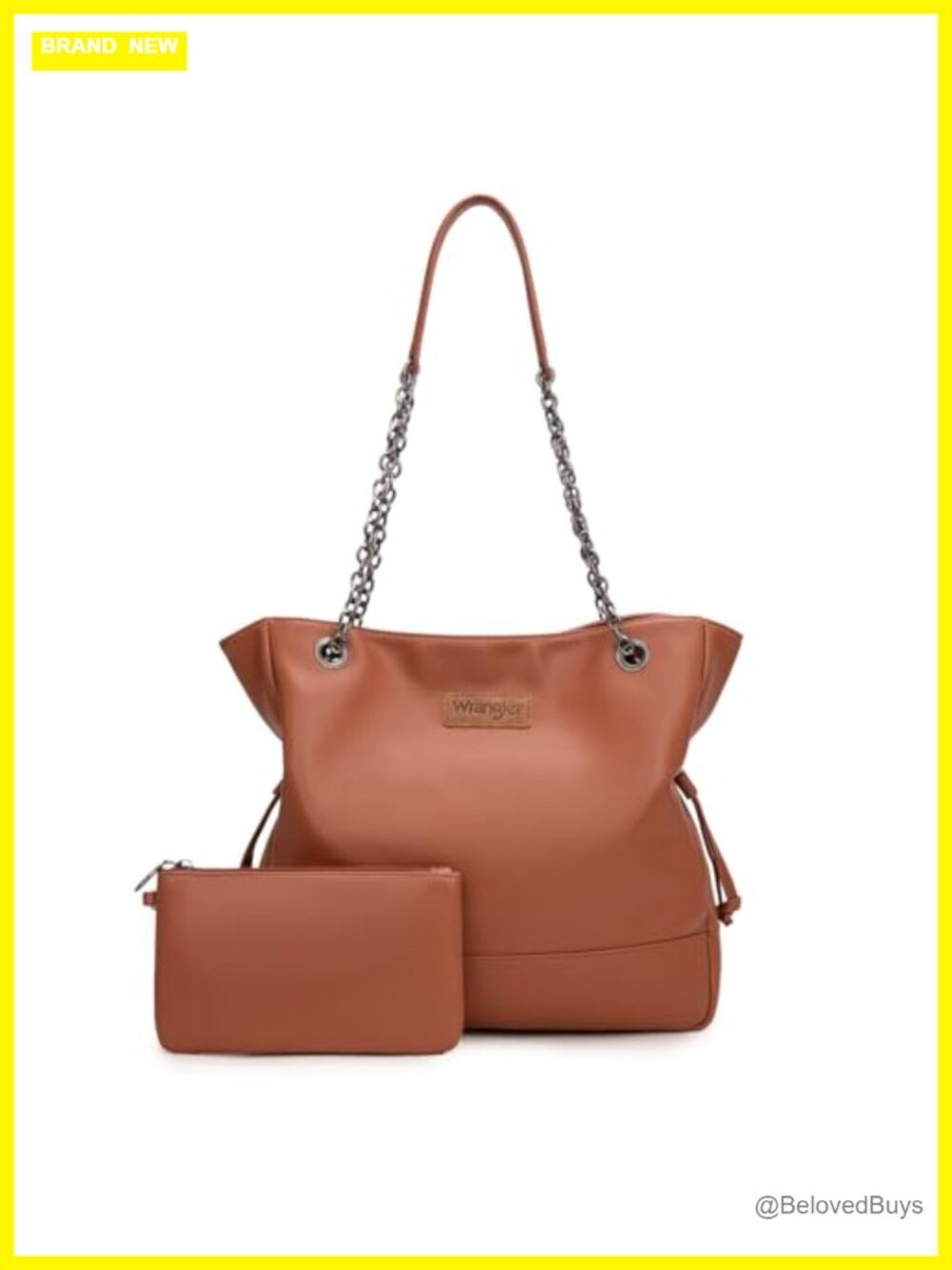 Faux Leather Wrangler Tote Bag for Women with Removable Pouch
